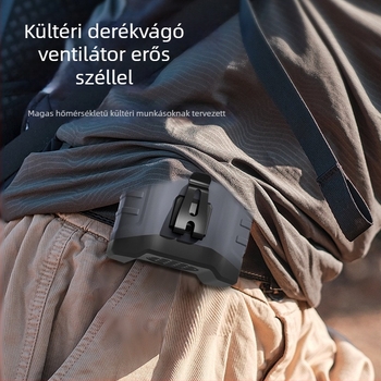 Oldalra csatolható kültéri ventilátor USB-s töltéssel, beépített 6000mAh akkumulátor, brushless motor, 5 sebesség, üzemidő több mint 12 óra