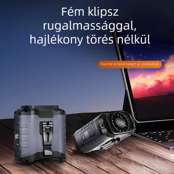 Oldalra csatolható kültéri ventilátor USB-s töltéssel, beépített 6000mAh akkumulátor, brushless motor, 5 sebesség, üzemidő több mint 12 óra