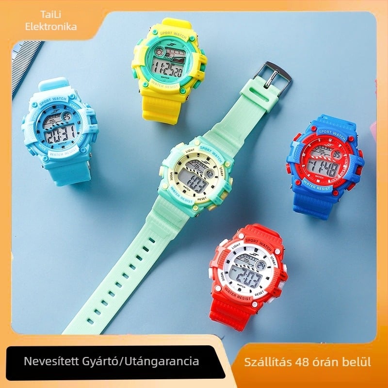 Elektronikus óra diákoknak (világító kijelző, elektronikus mozgás, ABS tok, PVC szíj)