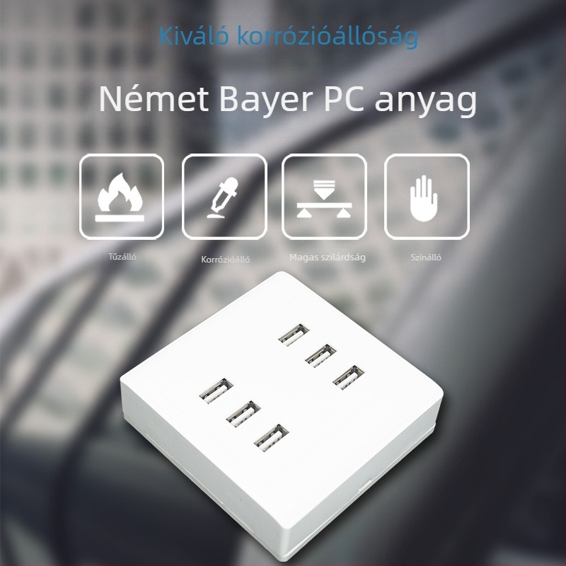 86-os panel USB töltő aljzat, 2/4-pins, 100-250V, 1.5A, USB kimenet 5V, CCC tanúsítvány, PC burkolat