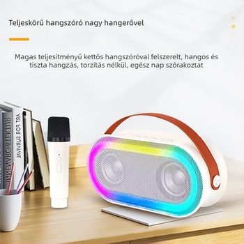 Karaoke Bluetooth hangszóró vezeték nélküli mikrofonnal, 2 mikrofon a csomagban, USB/TF lejátszás, Bluetooth 5.3, beépített 2000–4000 mAh akkumulátor, 6 órás lejátszás