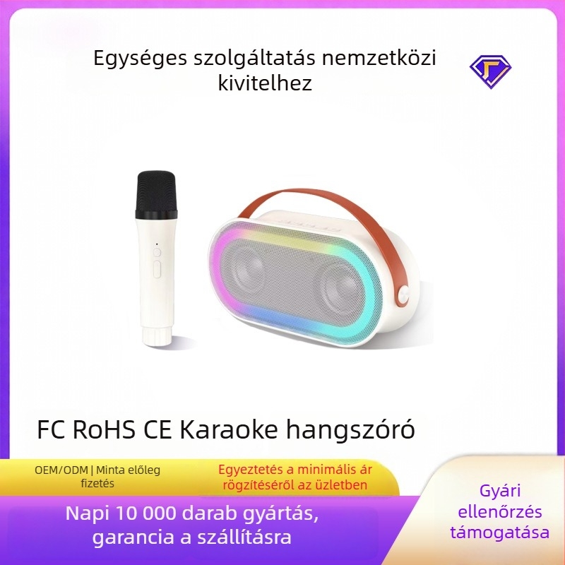 Karaoke Bluetooth hangszóró vezeték nélküli mikrofonnal, 2 mikrofon a csomagban, USB/TF lejátszás, Bluetooth 5.3, beépített 2000–4000 mAh akkumulátor, 6 órás lejátszás