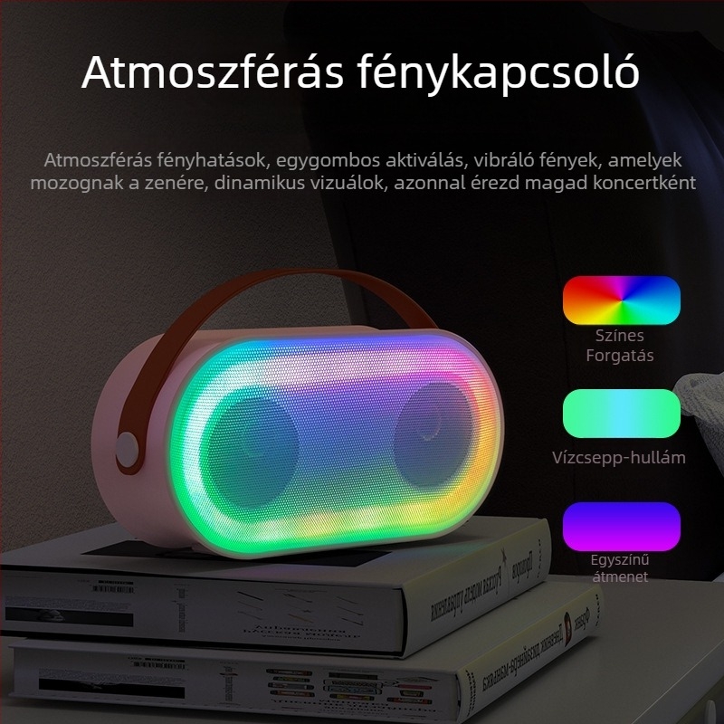 Karaoke Bluetooth hangszóró vezeték nélküli mikrofonnal, 2 mikrofon a csomagban, USB/TF lejátszás, Bluetooth 5.3, beépített 2000–4000 mAh akkumulátor, 6 órás lejátszás