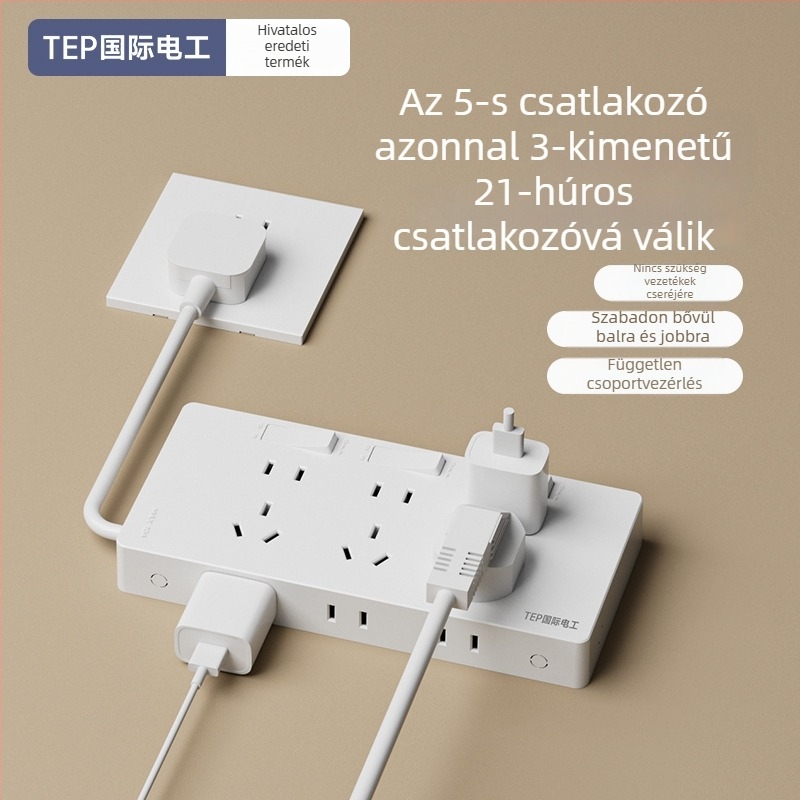 86-os típusú bővítőaljzat vezetékével, falra szerelve, 10A, 250V, Tin Phosphor Bronze érintkezők