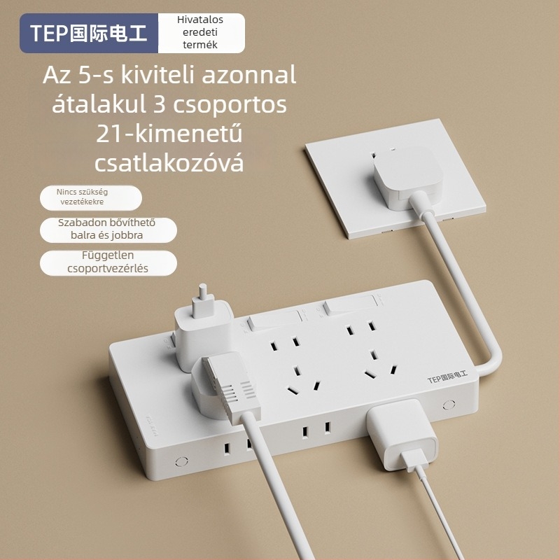 86-os típusú bővítőaljzat vezetékével, falra szerelve, 10A, 250V, Tin Phosphor Bronze érintkezők