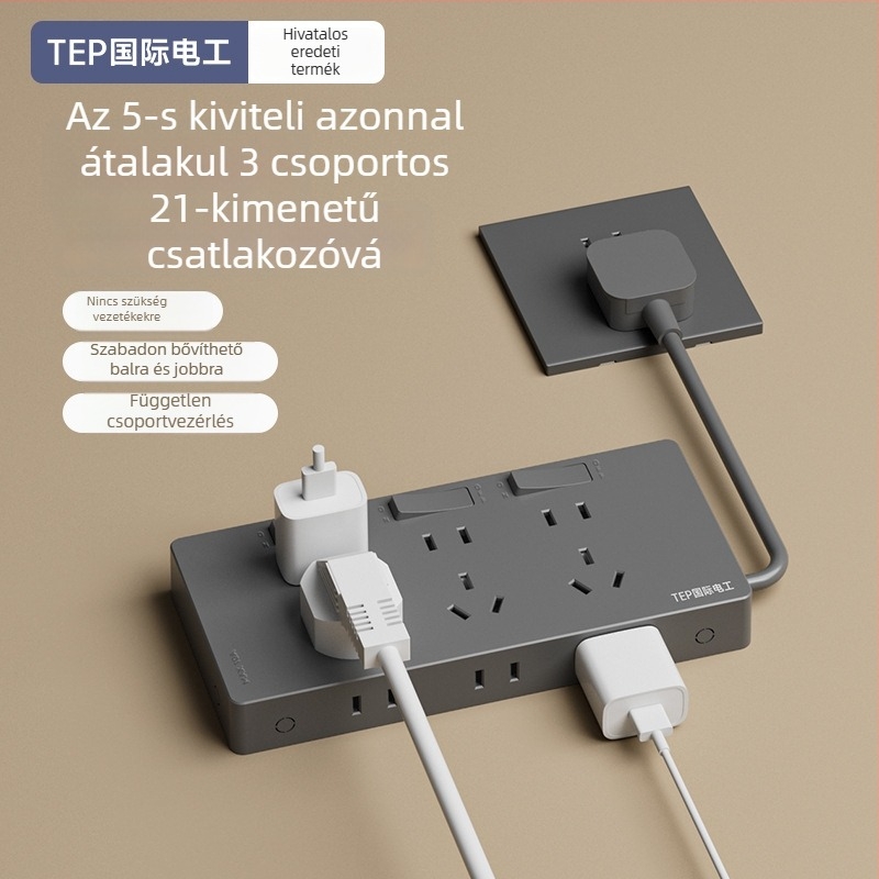 86-os típusú bővítőaljzat vezetékével, falra szerelve, 10A, 250V, Tin Phosphor Bronze érintkezők