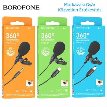 BOROFONE BFK11 Lavalier digitális mikrofon okostelekre, 100 Hz-20 kHz, SNR ≥75 dB, Beépített akkumulátor, Modell BFK11