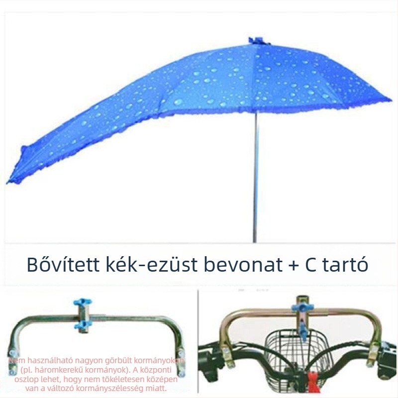 Akkumulátoros elektromos járművekhez leszerelhető UV-védő árnyékoló – nap- és esővédő (UPF > 50)