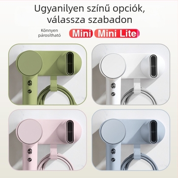 Leifen Mini hajszárító falra szerelhető tartó – lyukasztás nélküli, rejtett csavaros rögzítés, alumínium‑műanyag anyag, fürdőszobai tároláshoz