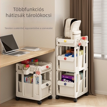 Áthelyezhető toló tároló iskolai táskák és könyvek számára, több rétegű íróasztal szervező kerekekkel, otthonra és irodába