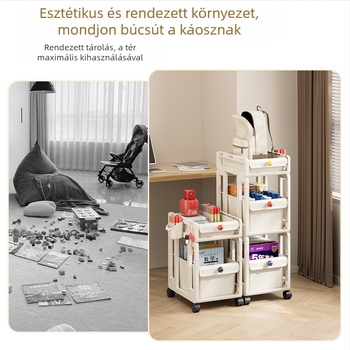Áthelyezhető toló tároló iskolai táskák és könyvek számára, több rétegű íróasztal szervező kerekekkel, otthonra és irodába