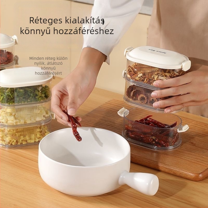 Fűszertároló doboz - szigetelt műanyag tároló, modern minimalist stílus, modell Seasoning Storage (SKU 32312)