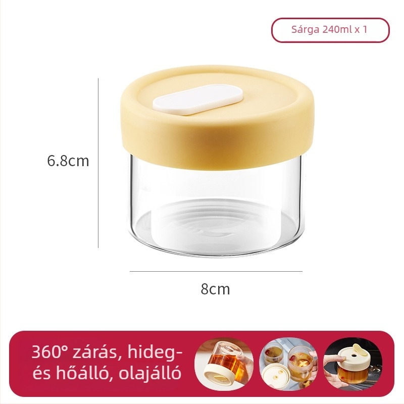 Magas minőségű boroszilikát üvegből készült hengeres leves tároló – nyomtatott logóval és testreszabási lehetőséggel