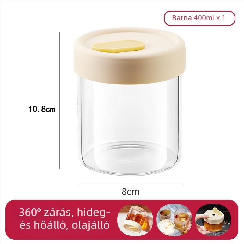 Magas minőségű boroszilikát üvegből készült hengeres leves tároló – nyomtatott logóval és testreszabási lehetőséggel