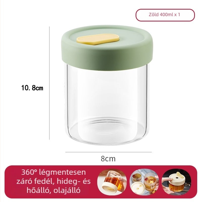 Magas minőségű boroszilikát üvegből készült hengeres leves tároló – nyomtatott logóval és testreszabási lehetőséggel