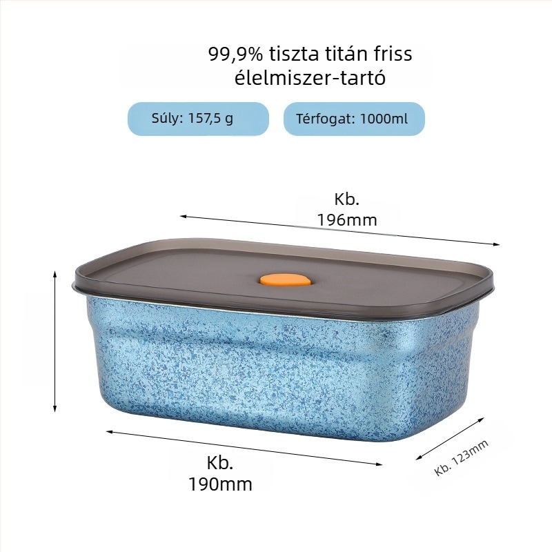 Tiszta titánium ebédes doboz, zárható, szivárgásmentes fedéllel, téglalap alakú, otthoni és szabadtéri használatra, fagyasztható