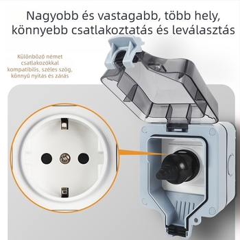 Kültéri IP66 vízálló falra szerelhető aljzat, ipari kivitel, egypólusos, európai szabvány, német stílus