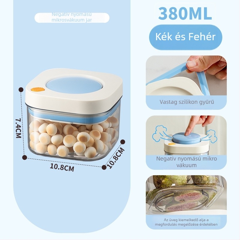 PET-ből készült vákuumos záródó tároló, élelmiszer-minőségű, négyszögletes, 301–500 ml, kávébabok és gabonák számára