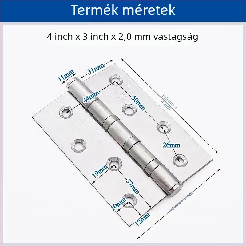 Asabi rozsdamentes acél csapágyas pánt, sík modell, csiszolt felület, modern minimalizmus