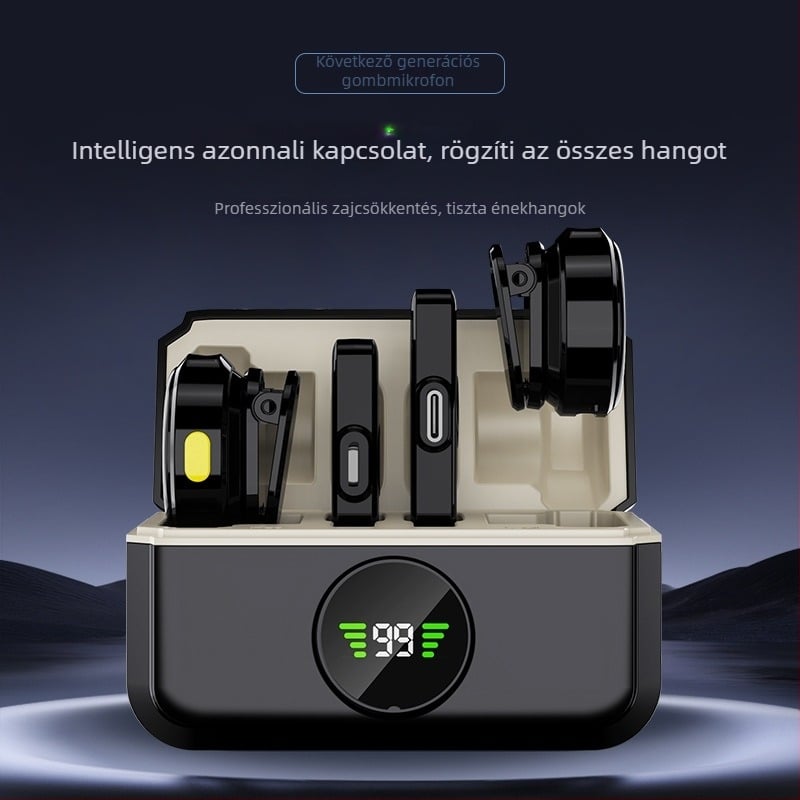Q9 vezeték nélküli lavalier mikrofon élő közvetítéshez és mobil videóhoz — Bluetooth 5.3, 20Hz–20kHz, SNR ≥60dB, 6–8 órás üzemidő