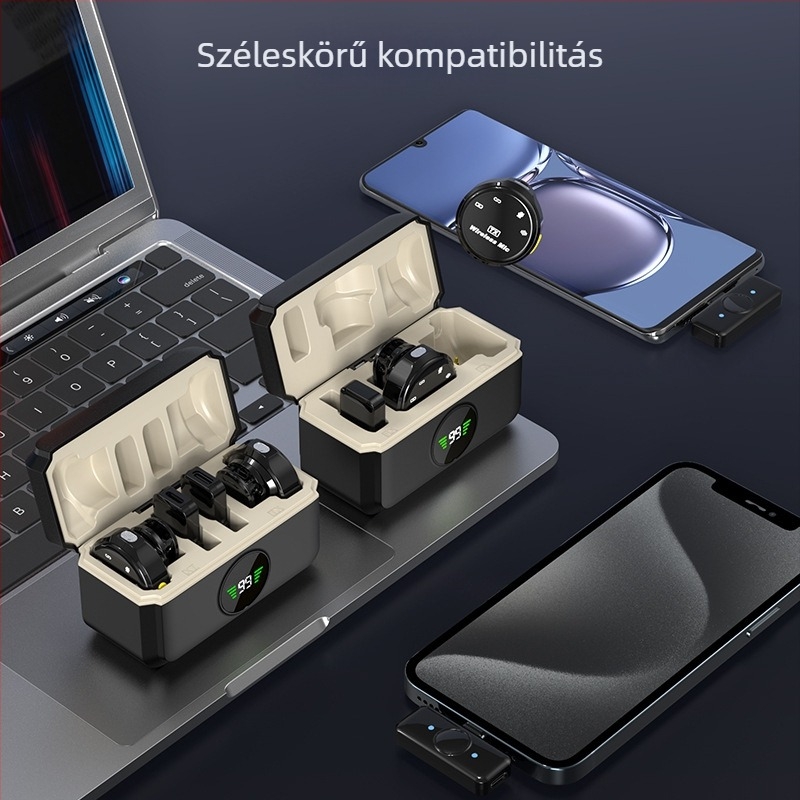 Q9 vezeték nélküli lavalier mikrofon élő közvetítéshez és mobil videóhoz — Bluetooth 5.3, 20Hz–20kHz, SNR ≥60dB, 6–8 órás üzemidő