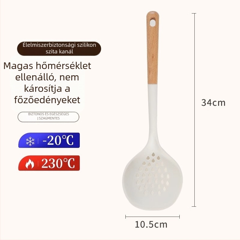Szilikon spatula készlet fa nyéllel, magas hőmérséklet-álló, tapadásmentes