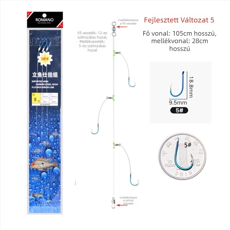 Romano zsinórhorog No. 6, tüskés, tengeri horgászat csónakból