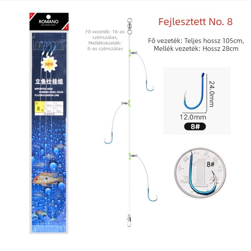 Romano zsinórhorog No. 6, tüskés, tengeri horgászat csónakból