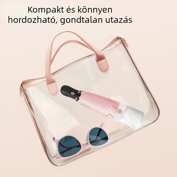 Ultra-light összecsukható esernyő automatikus nyitás, fél-automata zárás, 6 bordás keret ötvözetből, acél tengely, 30D ultra-vékony ragasztott anyag