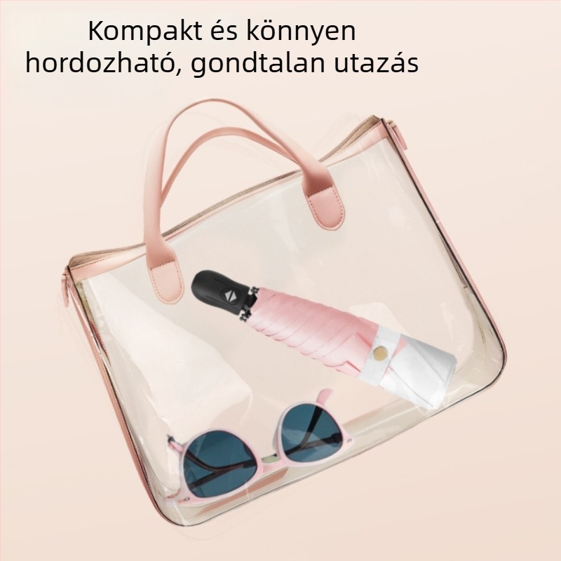 Ultra-light összecsukható esernyő automatikus nyitás, fél-automata zárás, 6 bordás keret ötvözetből, acél tengely, 30D ultra-vékony ragasztott anyag