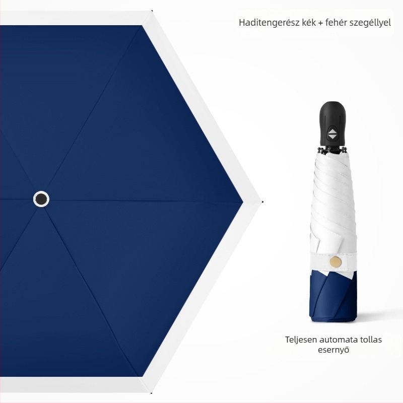 Ultra-light összecsukható esernyő automatikus nyitás, fél-automata zárás, 6 bordás keret ötvözetből, acél tengely, 30D ultra-vékony ragasztott anyag