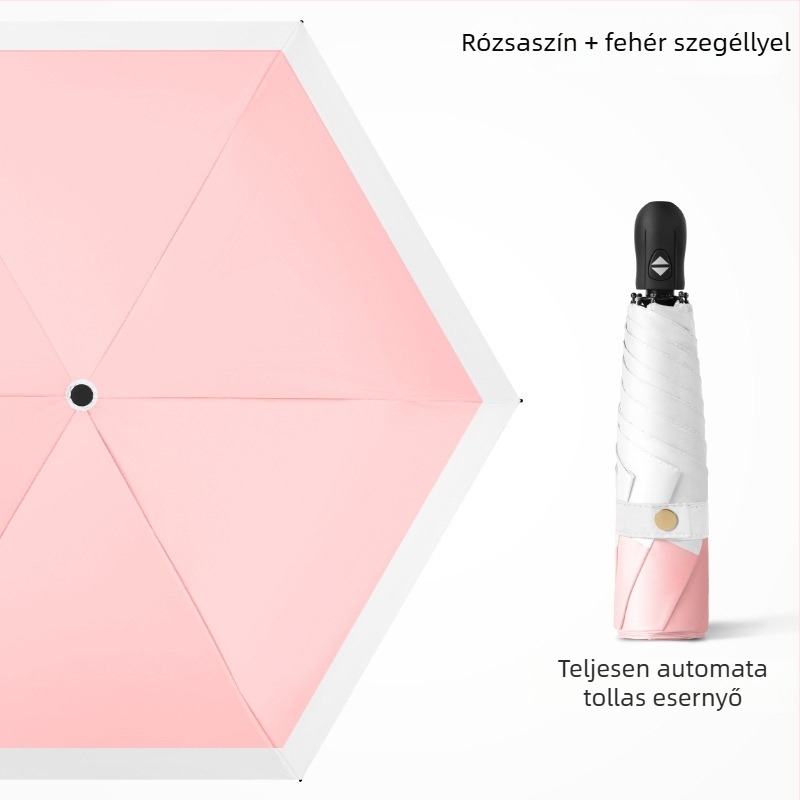 Ultra-light összecsukható esernyő automatikus nyitás, fél-automata zárás, 6 bordás keret ötvözetből, acél tengely, 30D ultra-vékony ragasztott anyag
