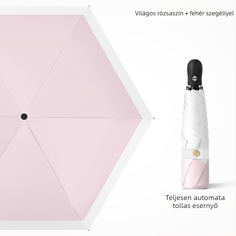 Ultra-light összecsukható esernyő automatikus nyitás, fél-automata zárás, 6 bordás keret ötvözetből, acél tengely, 30D ultra-vékony ragasztott anyag