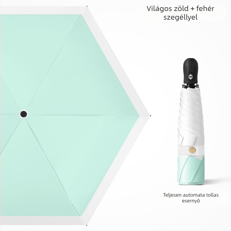 Ultra-light összecsukható esernyő automatikus nyitás, fél-automata zárás, 6 bordás keret ötvözetből, acél tengely, 30D ultra-vékony ragasztott anyag