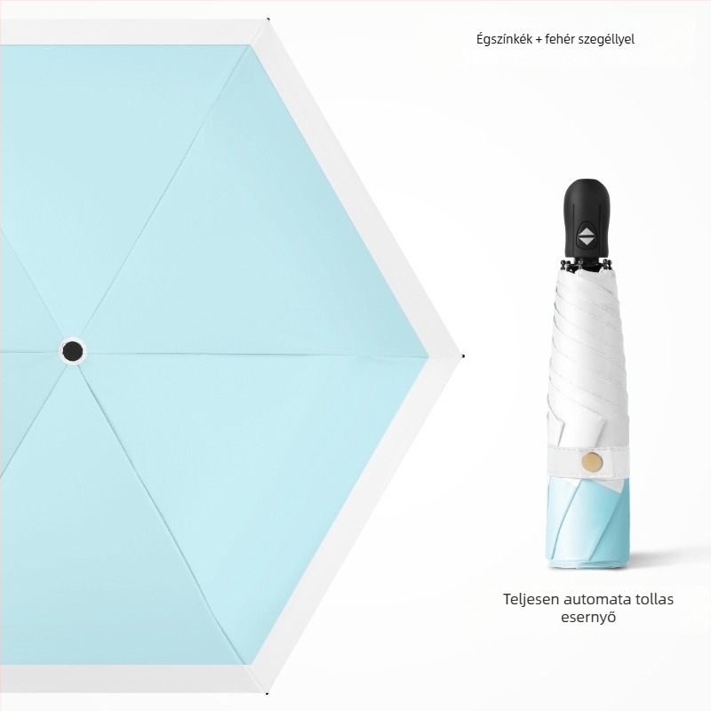 Ultra-light összecsukható esernyő automatikus nyitás, fél-automata zárás, 6 bordás keret ötvözetből, acél tengely, 30D ultra-vékony ragasztott anyag