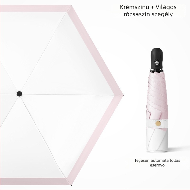Ultra-light összecsukható esernyő automatikus nyitás, fél-automata zárás, 6 bordás keret ötvözetből, acél tengely, 30D ultra-vékony ragasztott anyag