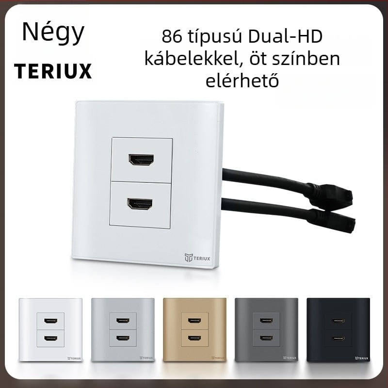 86-os HDMI aljzat falba épített, 4K HDMI, kétportos