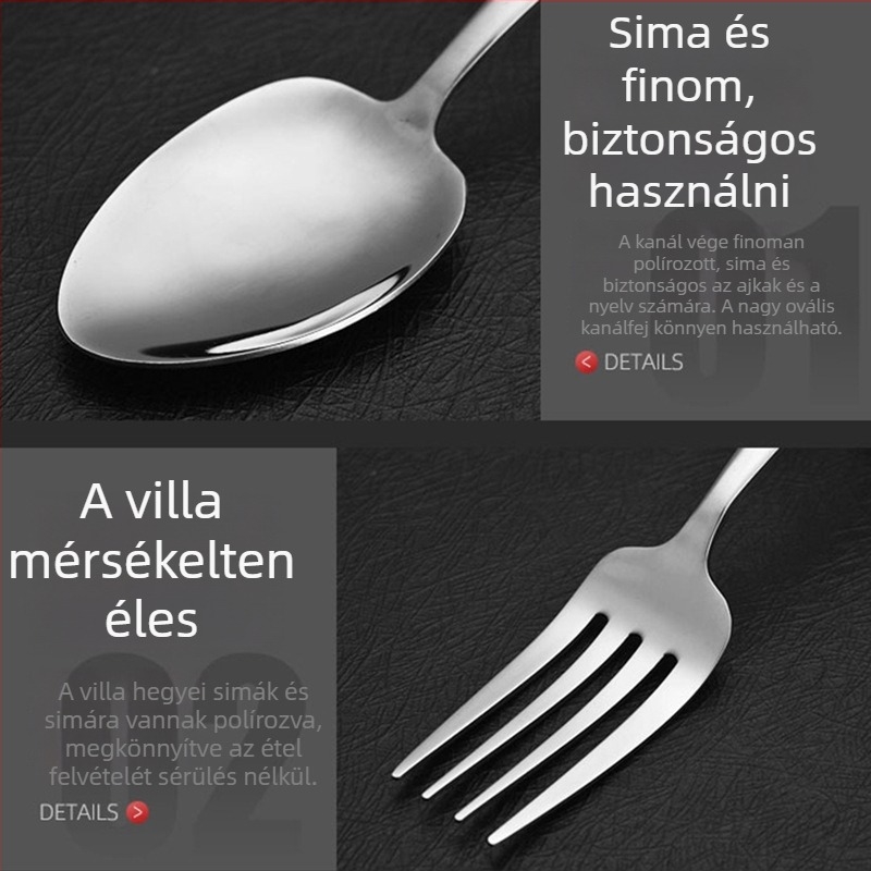304 rozsdamentes acél kávéskanál készlet – modern minimalista stílus, tükörfényes felület, egyszínű mintázat