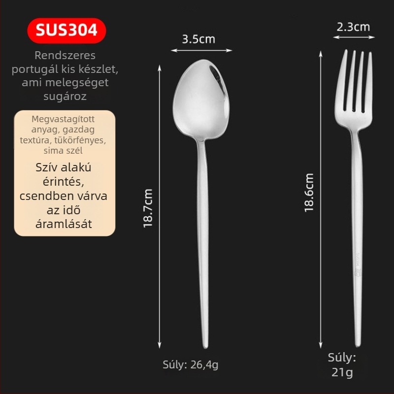 304 rozsdamentes acél kávéskanál készlet – modern minimalista stílus, tükörfényes felület, egyszínű mintázat
