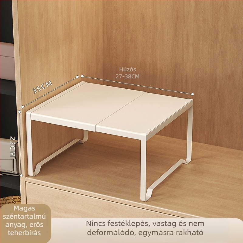 Gardrób rétegzett tárolóállvány, szénacélból, fúrás nélkül rögzíthető, modern minimalist Stílus, 1 szint