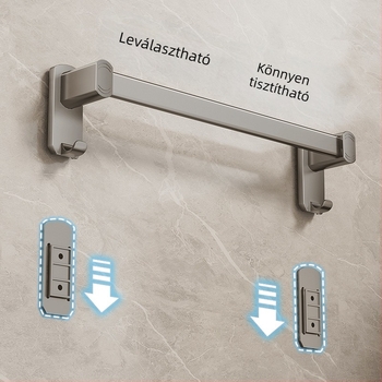 Fali cipő-/papucs tároló, fúrás nélkül, szívó rögzítés, vízelvezető tálca, szénacél + ABS, 1 réteg, fürdőszoba