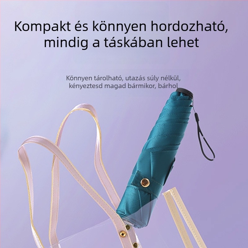 Ultra könnyű háromrészes esernyő 190T anyagú szövet, 6 bordás rost, alumínium tengely, műanyag nyél, kézi nyitás-zárás, logó testreszabás