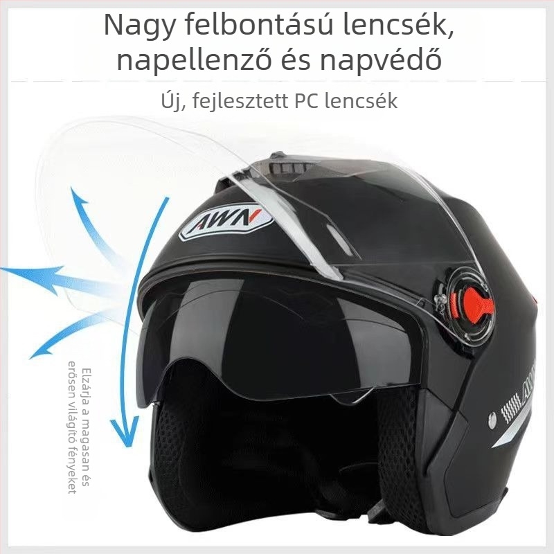 AWN 3/4 sisak dupla látómezővel, ABS alapanyagból, 3C tanúsítvány, egész évszakos használatra, elektromos járművekhez és ingázáshoz