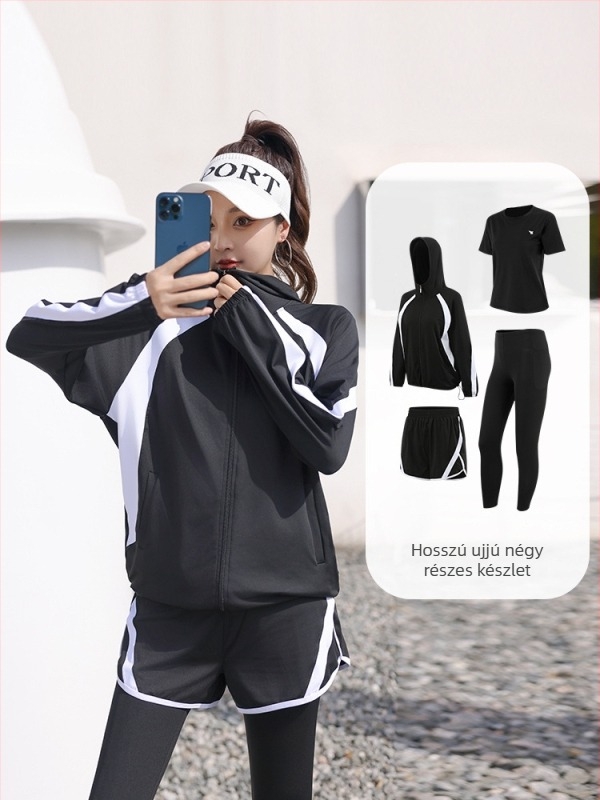 Női lazító jóga szett kardigánnal, poliészter anyag, ősz-tél 2025