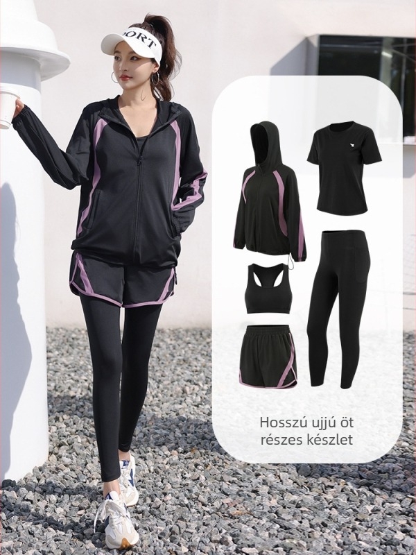 Női lazító jóga szett kardigánnal, poliészter anyag, ősz-tél 2025