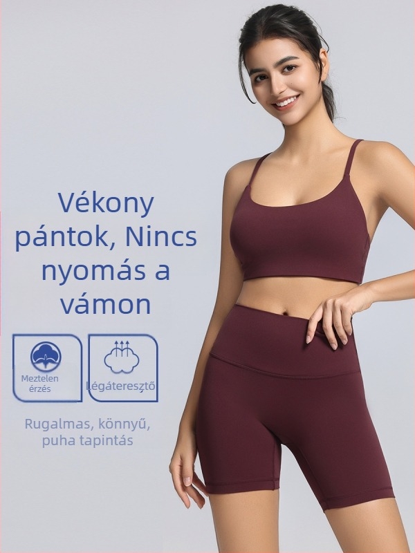 Vékony vállú sportmelltartó, teljes kosár és vékony formázott kosár, rögzített kettős pántok, fő anyag 80% nylon / 20% spandex, bélés: spandex