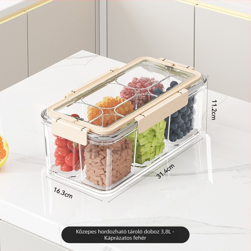 Fűszer-tároló doboz, nedvességálló és zárható, élelmiszer-minőségű, négyzet alakú, kapacitás 2,1–3 L