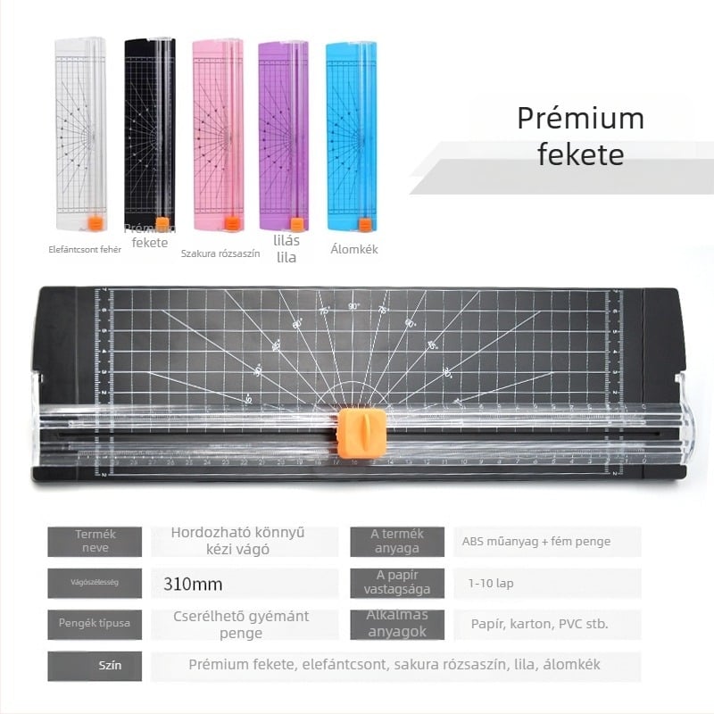 A4-es papírvágó, kézi, műanyag test, modell 810 kétirányú