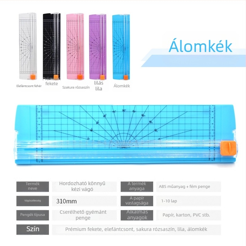 A4-es papírvágó, kézi, műanyag test, modell 810 kétirányú