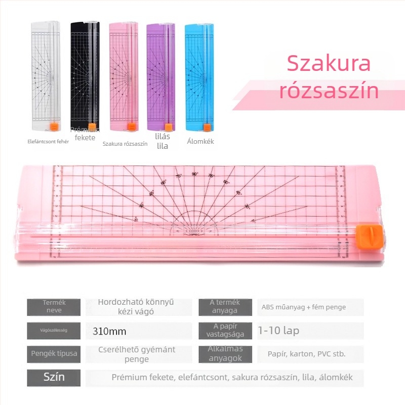 A4-es papírvágó, kézi, műanyag test, modell 810 kétirányú